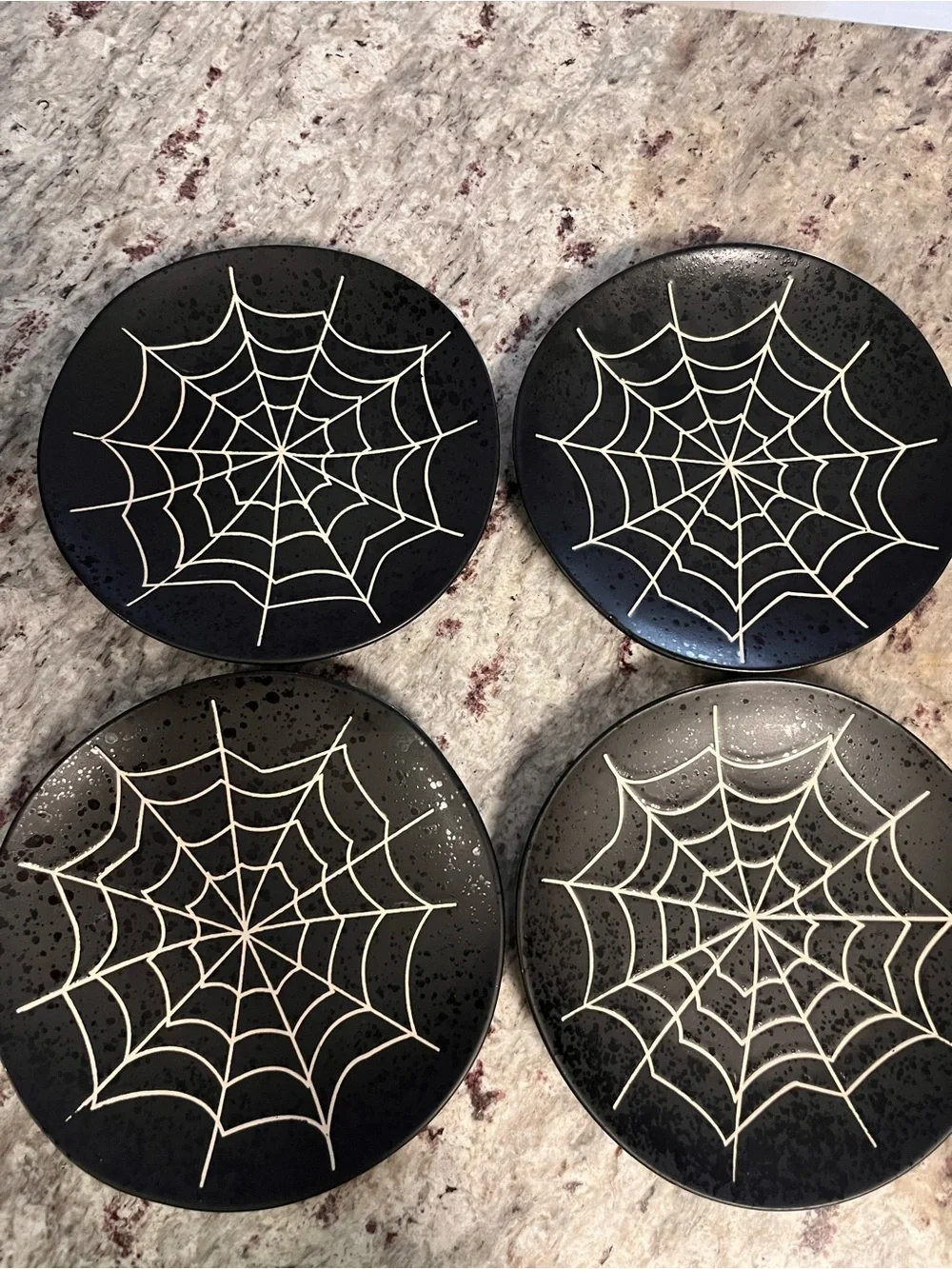Crate&Barrel Black and White Spiderweb Accent Plates